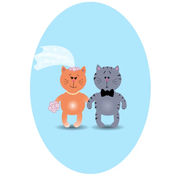 Bruiloft kaart met schattige kittens in liefde. vectorillustratie. GRE — Stockvector