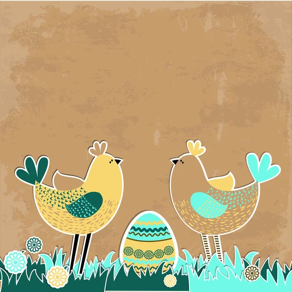 Fondo de Pascua con aves y huevos . — Vector de stock