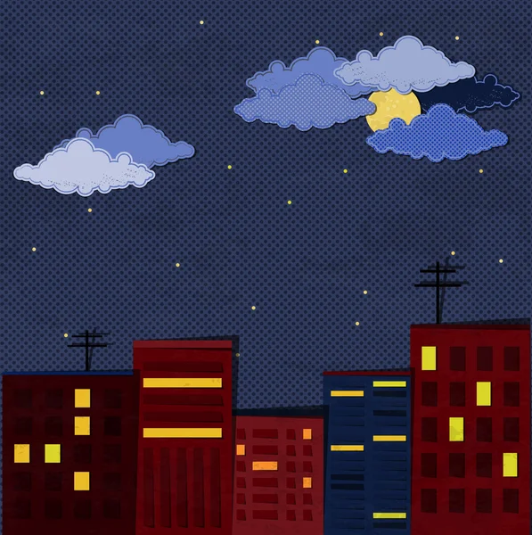 Papier ville la nuit — Image vectorielle