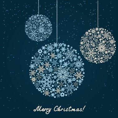 kar taneleri Noel topları arka plan