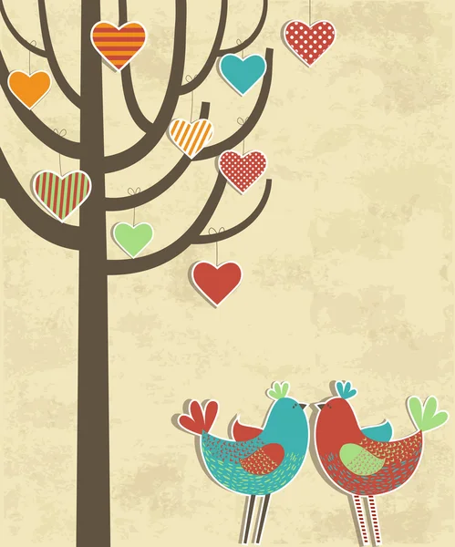 Tarjeta de amor pájaros — Archivo Imágenes Vectoriales