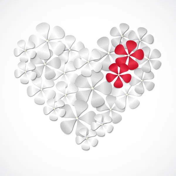 Corazón y flores. — Vector de stock