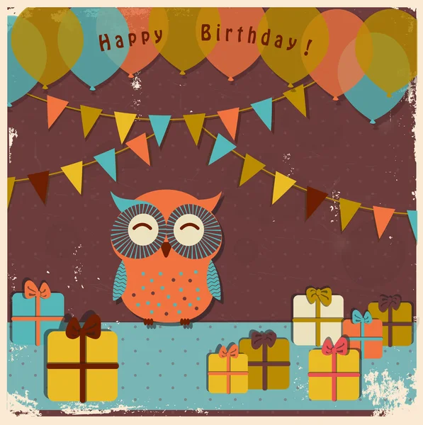 Retro happy birthday card — Stockový vektor