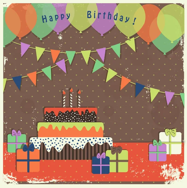 Retro happy birthday card — Stock Vector