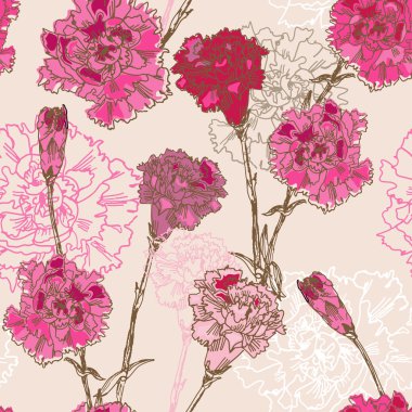 Seamless pattern with carnation flowers clipart