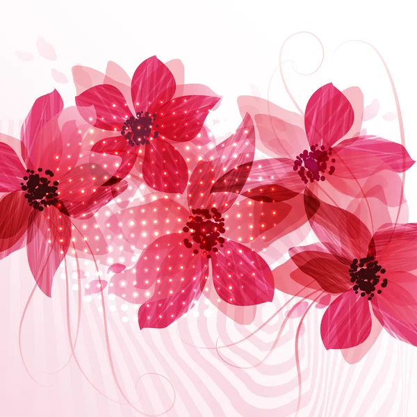 Stilisierte rote Blumen. — Stockvektor