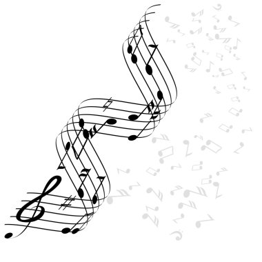 Stepteki çeşitli müzik notaları