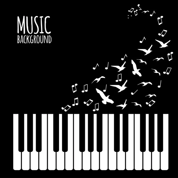 Fond vectoriel. Piano avec oiseaux volants — Image vectorielle