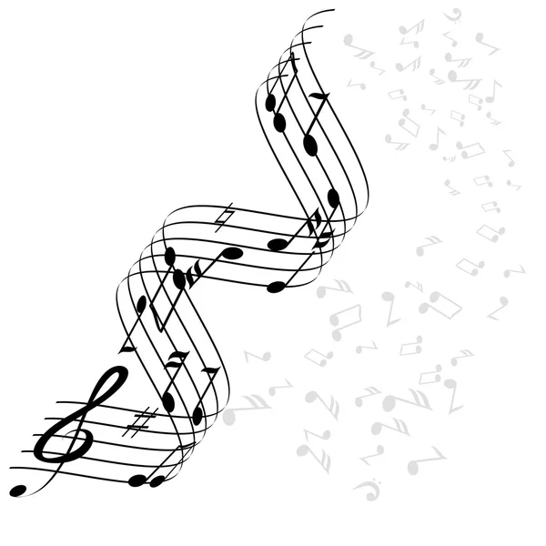 Diverses notes de musique sur portée — Image vectorielle