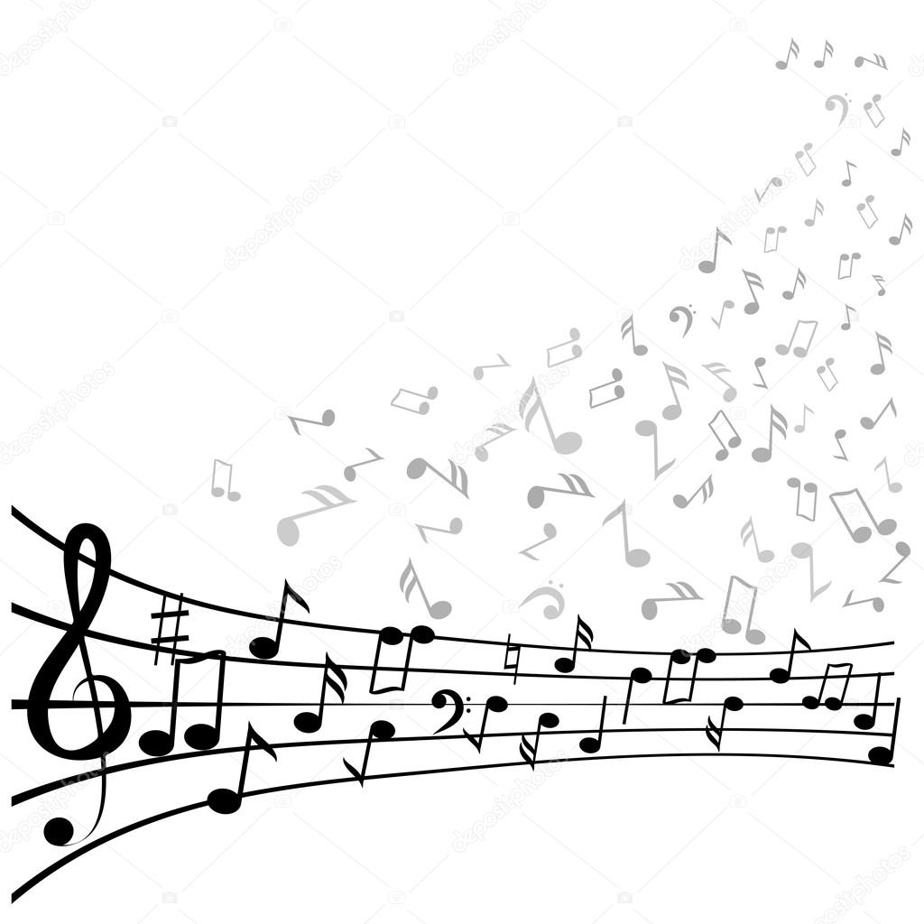 Various music notes on stave