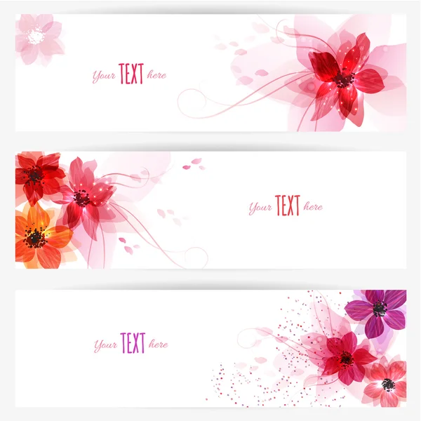 Banners con coloridos elementos florales — Archivo Imágenes Vectoriales