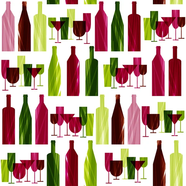 Bottles and glasses. seamless pattern — Stock Vector