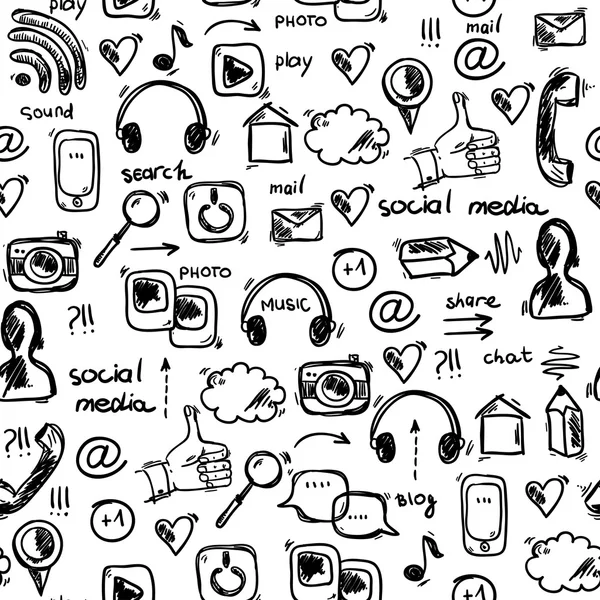 Doodle de mídia social — Vetor de Stock