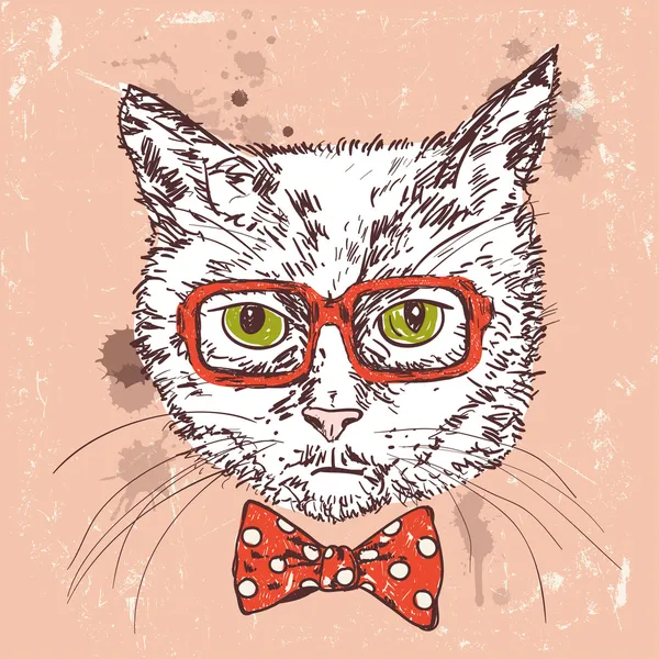 Hipsterkatt — Stock vektor