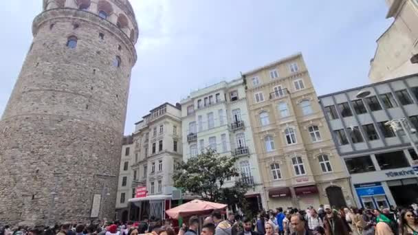 Galata塔 Galata Kulesi关闭在伊斯坦布尔 伊斯坦布尔 土耳其 2022年1月5日 — 图库视频影像