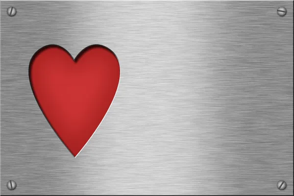 Kovová deska s srdcem — Stock fotografie