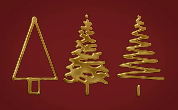 Altın Noel ağaçları
