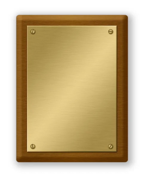 Gold And Wood Plaque — Stock Photo, Image