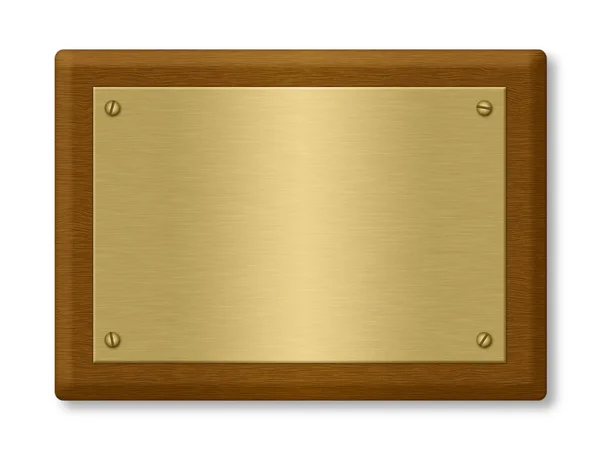 Goud en hout plaque Stockfoto