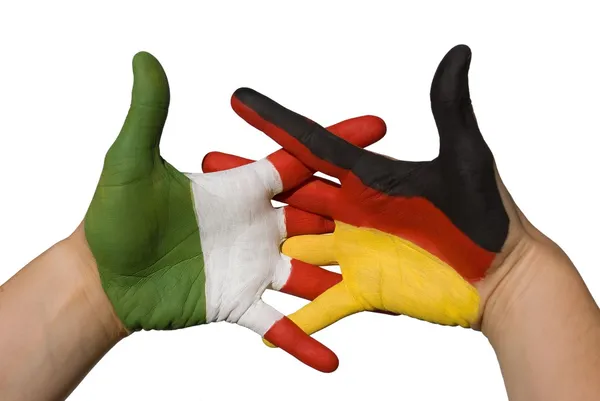 Händedruck zwischen Deutschland und Italien — Stockfoto