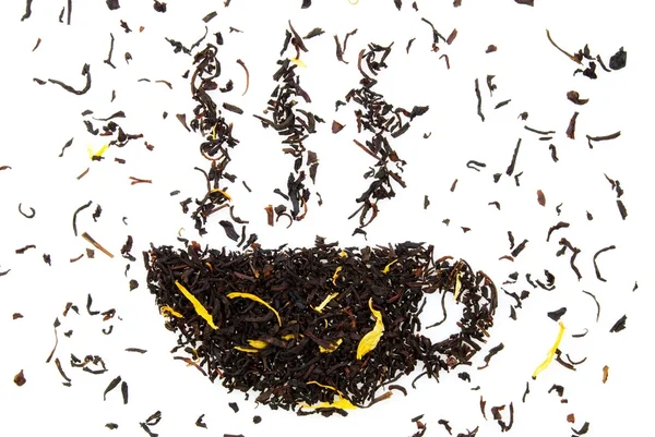 Mot Tee écrit en feuilles de thé — Photo