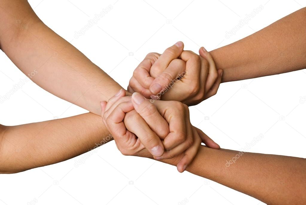 Four hands holding each other