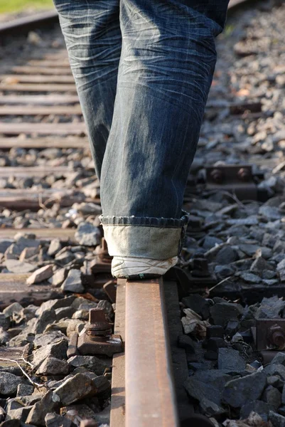 Person on a railway track — Stock Photo, Image