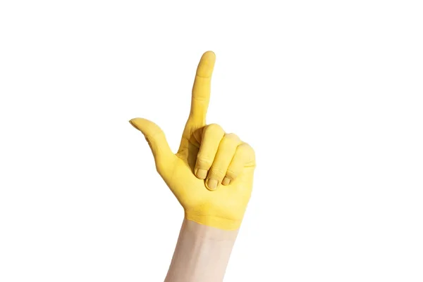 Check mark gesture in yellow — Stock Photo, Image