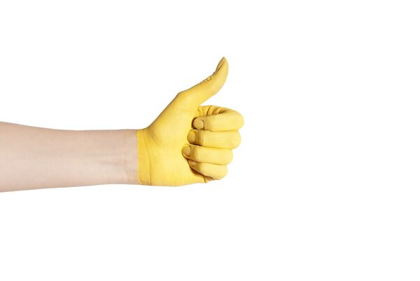 a yellow thumb up