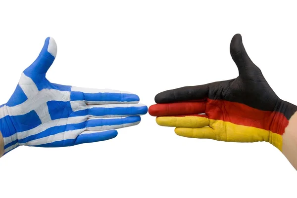 Alemania y Grecia dando las manos — Foto de Stock