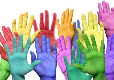 many colorful hands clipart