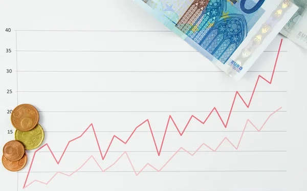 Gráfico simbolizando aumento de dinheiro — Fotografia de Stock