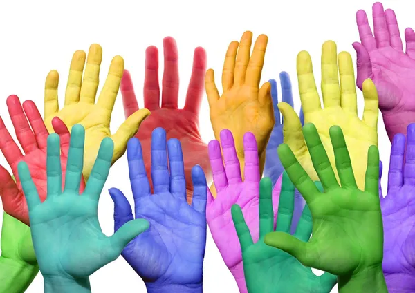 Many colorful hands — Stock Photo, Image