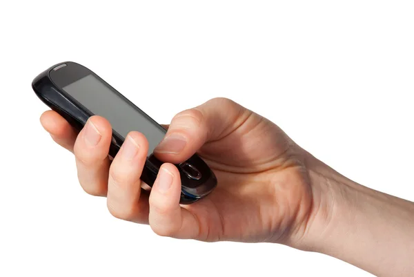 Hand holds a mobile phone — Stock Photo, Image