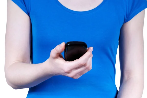 Woman holding smartphone — Stock Photo, Image