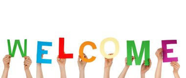hands holding WELCOME clipart