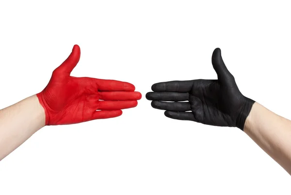 Apretón de manos rojo y negro —  Fotos de Stock