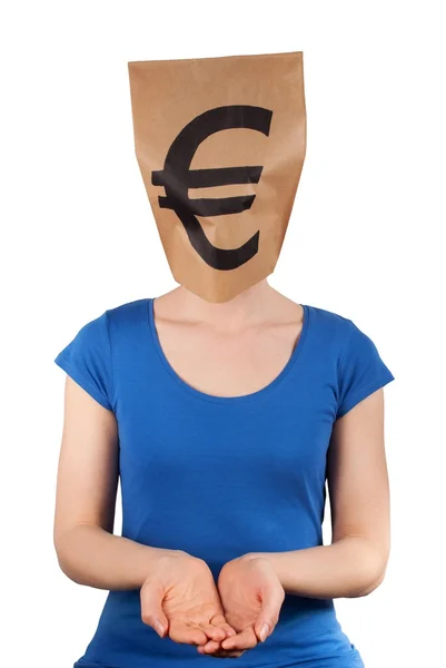 Person with moneyhead — Stock Photo, Image