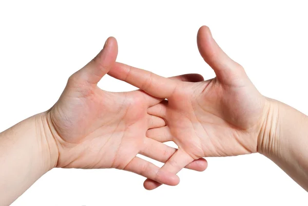 Duas mãos segurando uma à outra — Fotografia de Stock