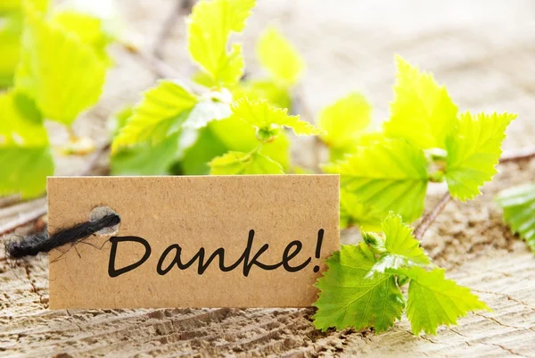 Label with danke! — Stock Photo, Image