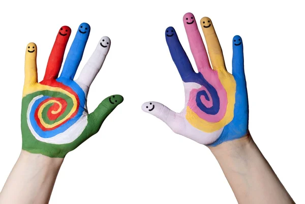 Ręce z uśmiechający się palcami — Zdjęcie stockowe