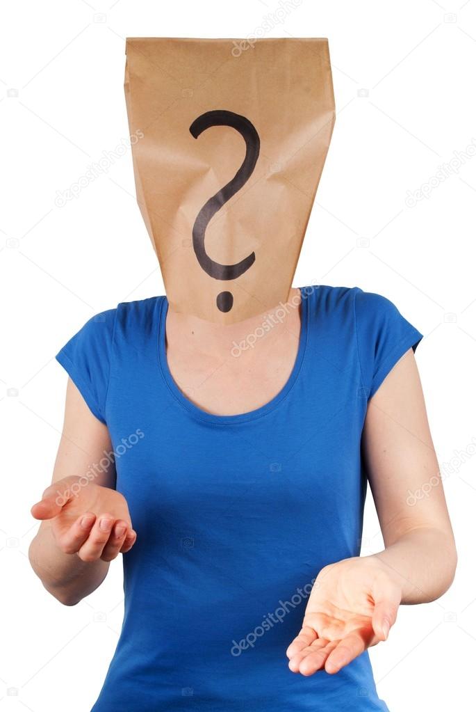 person with a question mark as head