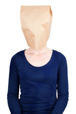 person with a paper bag head clipart