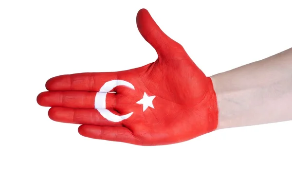 Händedruck mit türkischer Flagge — Stockfoto