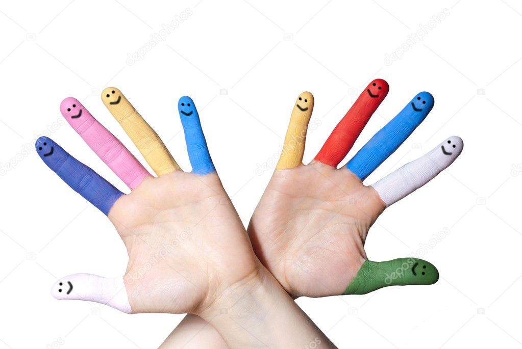 hand with smiling fingers