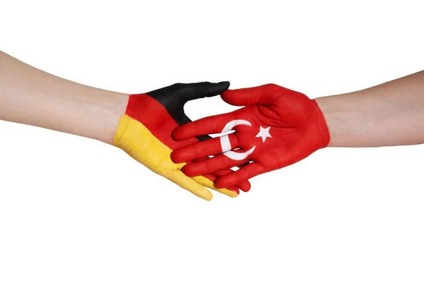 Duitse en Turkse handdruk — Stockfoto