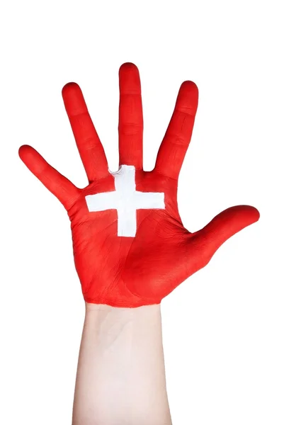 Hand symbolizing switzerland — Stock Photo, Image