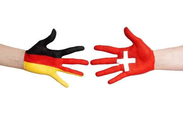 German and swiss hands — Stock Photo, Image