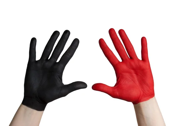 Rote und schwarze Hand — Stockfoto