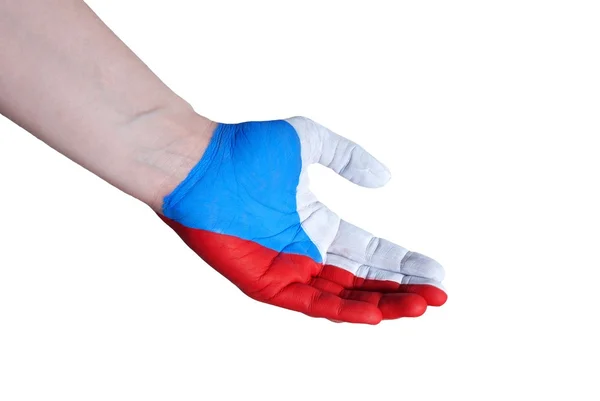 Hand in the colors of czech republic — Stock Photo, Image